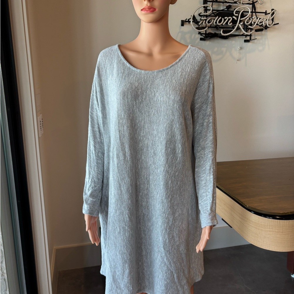 Umgee Gray Long Sleeve Scoop Neck Dress